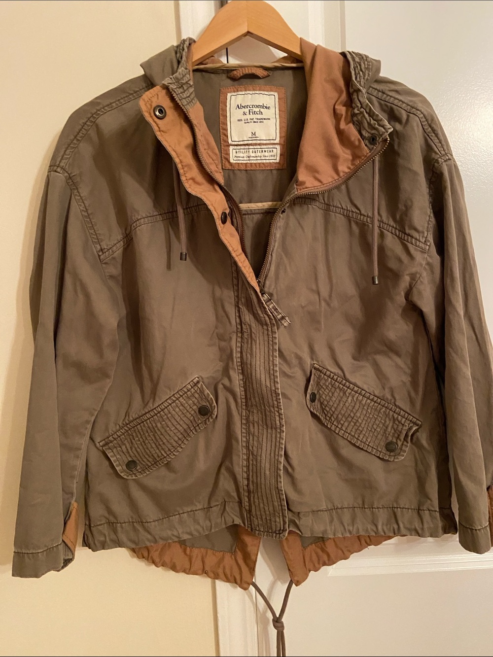 Abercrombie & Fitch size M green lightweight hooded jacket grunge/Y2K/90s/retro